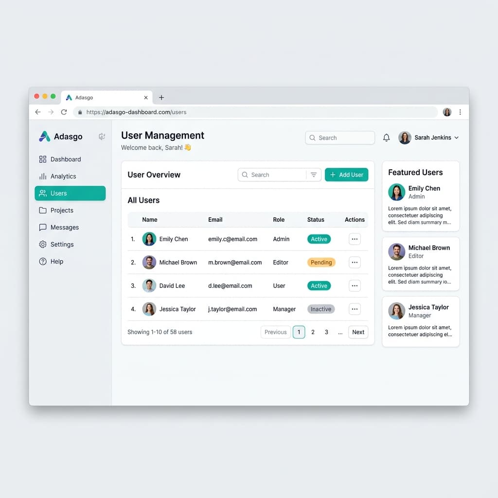 Adasgo — Open Source Admin Template screenshot 2